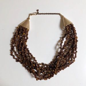 70s Brown Bead Multi Strand Necklace